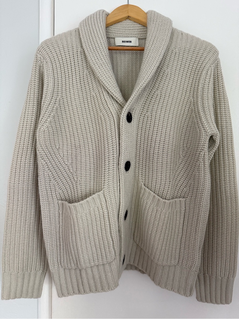Buck Mason Herdsman Shawl Cardigan (Men’s size Small, color: Pumice)
